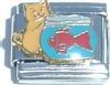 Cat and Fishbowl Italian Charms