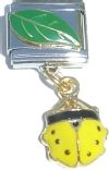 Leaf with Hanging Yellow Butterfly Italian Charm