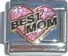 Pink Heart Best Mom Italian Charm