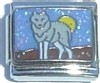 Silver Trim Wolf with Moon  Italian Charm