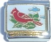 Gold Trim on Red Bird Italian Charm