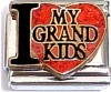 I Love My Grand Kids with Red Heart Italian Charm