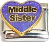 Middle Sister on Purple Heart Italian Charm