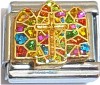 Stained Glass with Cross Italian Charm