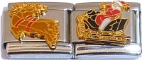 Santa on Sleigh with Reindeer (double) Italian Charm