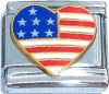 USA Flag on Heart Italian Charm