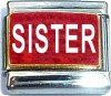 Sister on Red with Glitter Italian Charm