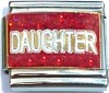 Daughter on Red with Glitter Italian Charm