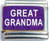 Great Grandma on Purple with Glitter Italian Charm