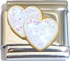 White Hearts Italian Charm