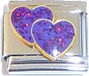Purple Hearts Italian Charm