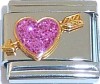Pink Heart with Arrow Italian Charm