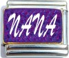 Nana on Purple with Glitter Italian Charm