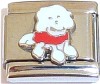 White Dog with Red Coat Italian Charm