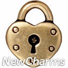 JT208 Gold Heart Lock O-Ring Charm 