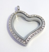 AX107 Curvy Heart CZ Locket Silver with Necklace