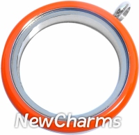 EO10 Orange Enamel Big Round Floating Locket Charm