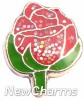 H1132S Silver Red Rose Floating Locket Charm
