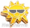 H1136 Sun With Sunglasses Floating Locket Charm