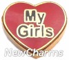 H1165 My Girls On Red Heart Floating Locket Charm