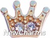 H1259gold Gold Crown with Stones Floating Locket Charm