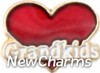 H1370 Grandkids On Red Heart Gold Trim Floating Locket Charm