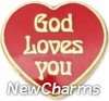 H1466 God Loves You On Heart Floating Locket Charm