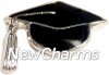H1528blacksilver Graduation Cap Black on Silver Floating Locket Charm