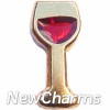 H1599G Red Wine Glass Gold Floating Locket Charm