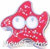 H1692 Glitter Red Star Fish Sea Star Floating Locket Charm