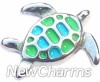 H3120 Green And Blue Turtle Floating Locket Charm