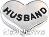 H5064 Husband Silver Heart Floating Locket Charm
