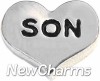 H5066 Son Silver Heart Floating Locket Charm