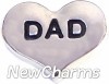 H5068 Dad Silver Heart Floating Locket Charm