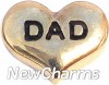 H5069 Dad Gold Heart Floating Locket Charm