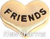 H5071 Friends Gold Heart Floating Locket Charm