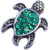 H6531 Sea Turtle With Green Stones Floating Locket Charm