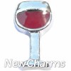H6560 Silver Red Wine Glass Floating Locket Charm