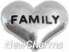 H7124 Family Silver Heart Floating Locket Charm