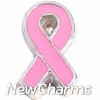 H7156 Pink Ribbon With Silver Trim Floating Locket Charm