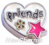 H7183 Friends Silver Trim Heart Floating Locket Charm