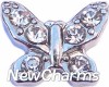 H7699 Butterfly With Clear Stones Floating Locket Charm