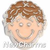 H7775 Brunette Curly Hair Boy Floating Locket Charm
