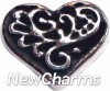 H7857 Black Vintage Swirl Heart Floating Locket Charm