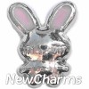 H8075 Pink Eared Bunny Floating Locket Charm
