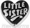 H8321 Little Sister Silver Heart Floating Locket Charm