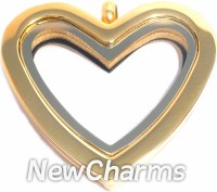 SG30  Stainless Steel Gold Heart Floating Locket