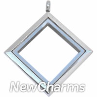 SS72 Stainless Steel Silver Diamond Floating Locket