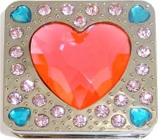PINK HEART ON SQUARE PURSE HANGER