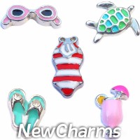 CSL102 Beachy Keen Ocean Vacation Charm Set for Floating Lockets
